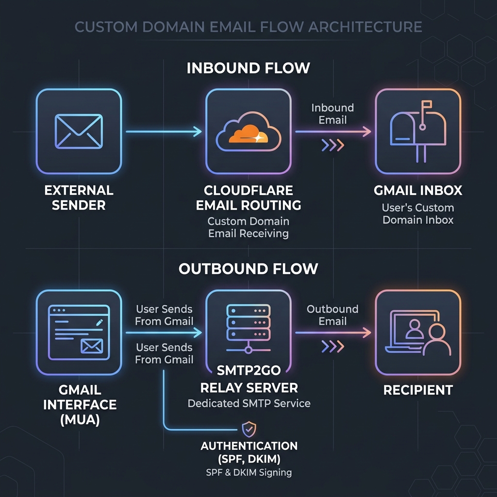 Custom Domain Email Flow Architecture